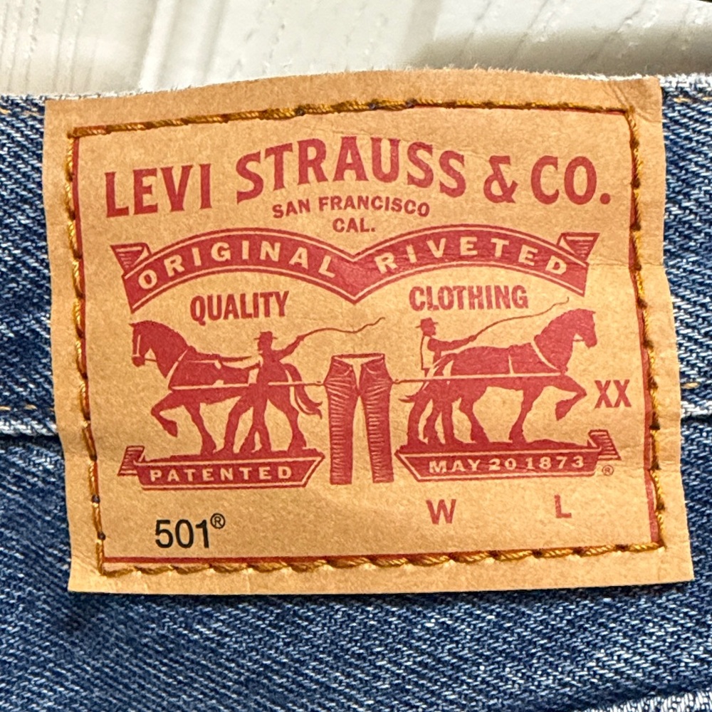 Levi's Dark Blue Ripped Jean Shorts - Picture 2 of 4